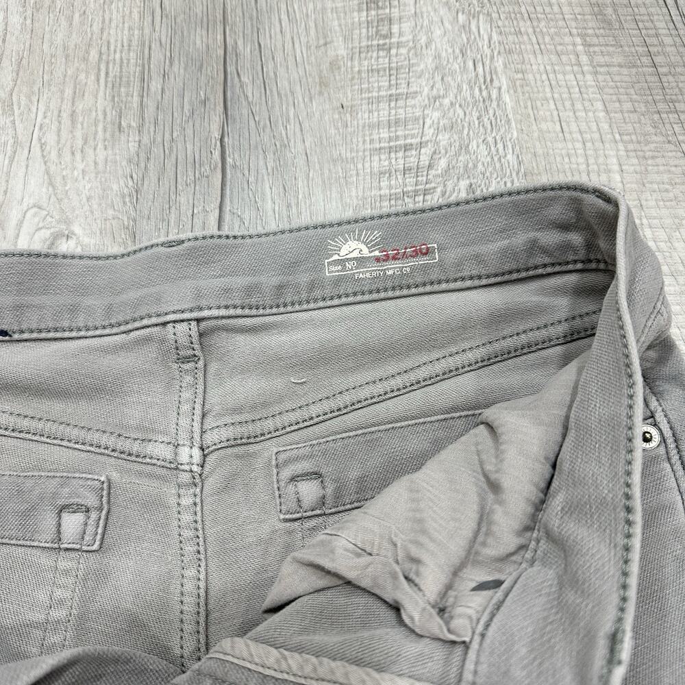 Faherty Pants Mens 32x30 Gray Stretch Terry 5 Pocket Work Travel Casual Preppy - Picture 7 of 10
